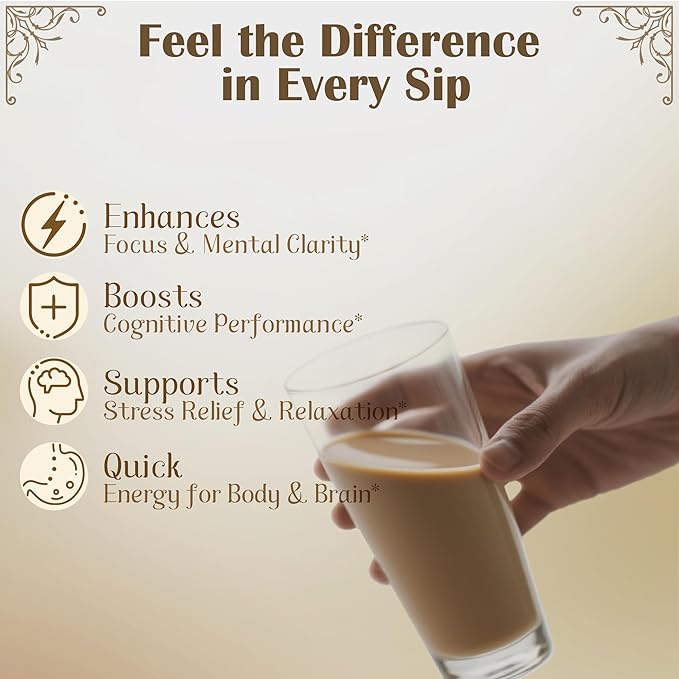 Nootropic Coffee Creamer, Mushroom Creamer Powder, Hot Chocolate Flavored | Lion's Mane, Alpha Gpc & L-Tyrosine, Magnesium Glycinate And MCT| Supports Brain & Calm Balance, 6.35 Oz