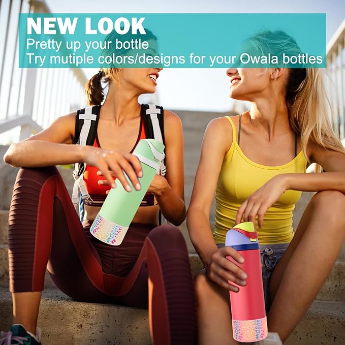 WK IEASON 2Pcs Silicone Boot for Owala Water Bottle, Protective Flask Bottom Cover Base for Owala FreeSip Twist and Flip Flask Water Bottle Accessories-3.35inch Bottom Diameter