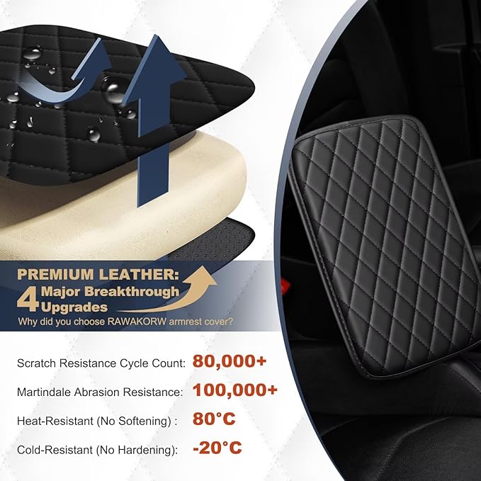 YORKNEIC Center Console Cover Fit for Ford Escape: Middle Console Cover with 2 Storage Pocket,Faux Leather Waterproof Anti-Scratch Car Armrest Cover Protector(Black)