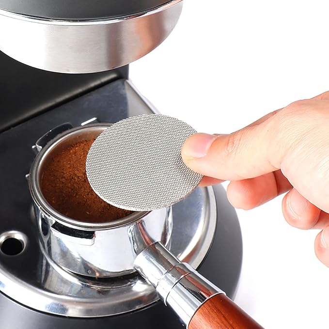 2 Pack 53.3mm Coffee Portafilter Puck Screen,Reusable 1.7mm Thickness Coffee Filter Mesh Plate for Espresso Portafilter Filter Basket (53.3mm,100μm)
