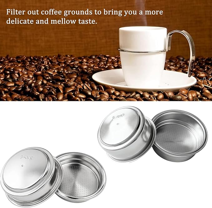 2 PCS 51mm Portafilter Basket, Portafilter 51mm, A Reliable Choice for Family Baristas, Portafilter Basket for Portafilter Coffee Machine (One Cup/Double Cup)