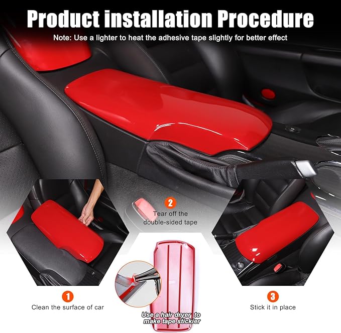 Center Console Cover Compatible with Corvette C6 2005-2013 Accessories Car Armrest Cover Waterproof Cushion Car Armrest Storage Box Cover Car Arm Pads Caps Protector Pad (Sport Red)