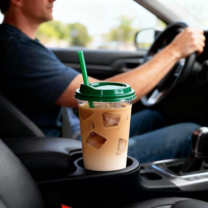 24oz Tumbler with Lid and Straw, Leak Proof and Double Wall Insulated Reusable Plastic Cups,Travel Reusable Iced Coffee Cup (2, Bottle Green)