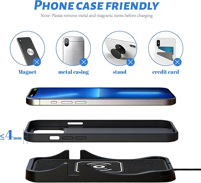 Non Slip Wireless Charger Mat for Mazda CX-3 CX-5 CX-30 CX-50 CX-7 CX-9 CX-70 CX-90 MX-30 Tribute 2001-2026, Type-C/USB Car Wireless Charger Non-Slip Phone Charging Wireless Car Charger