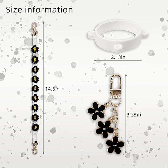 Handle Strap and Charm Set for Owala Water Bottle 24 oz, 32 oz, 40 oz, Owala Kids, Owala Coffee Tumbler, Owala FreeSip – Includes Handle Strap, for Owala Accessories & Stanley Cup Accessories