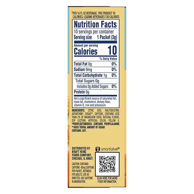 Crystal Light On The Go Energy Citrus, 10 Count (Pack of 12) - Packaging May Vary
