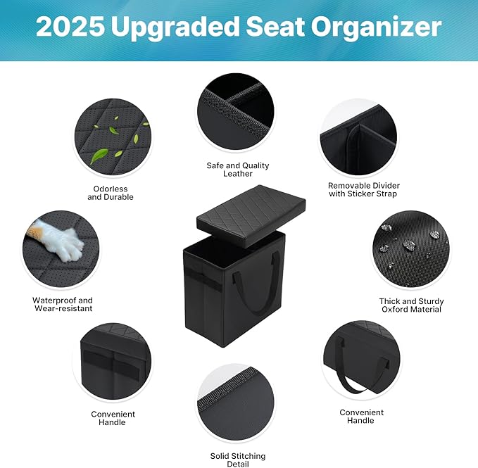 Mixsuper Liner Car Seat Organizer for Toyota Sienna 2021-2025 2026, Console Organizer Backseat Box for Toyota Sienna, Dog Toy Box Storage Bin Kids Toys Baby Supplies Travel Accessories
