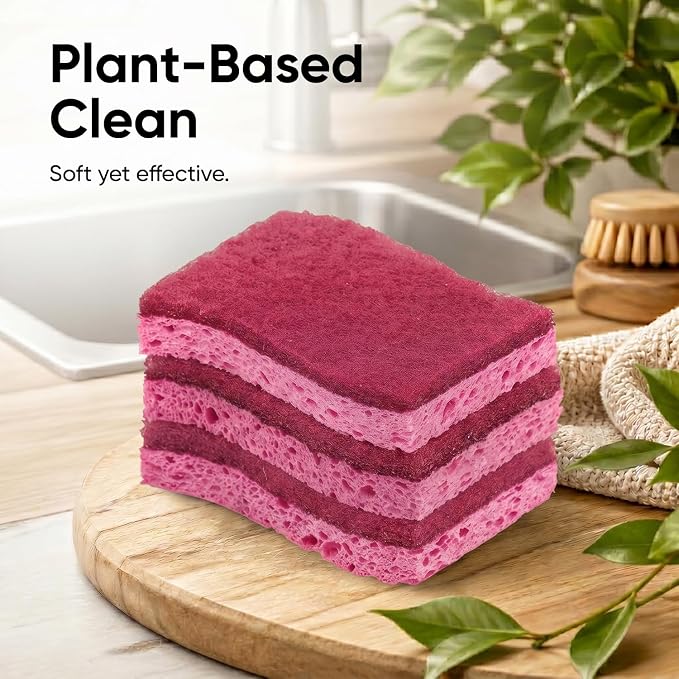 Kitchen Sponges for Washing Dishes, Non-Scratch Cellulose Dish Scrub Sponges, Cleaning Sponges for Household Use, Safe Cleaning Products, Kitchen Sponges Pack of 12, by Superio