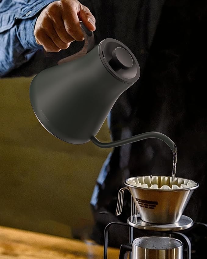 Cocinare Barista Collection Gooseneck Electric Kettle, ±1℉ Precise Temperature Control for Pour-Over Coffee & Tea, Quick Heating 1500W, Stainless Steel Interior, 0.9L (Delacroix Green)