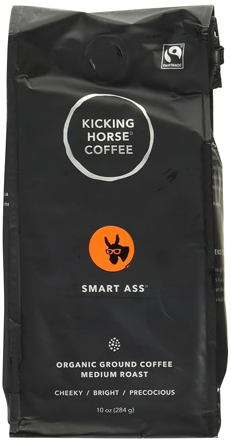 Kicking Horse Coffee, Smart Ass, Medium Roast, Ground,Certified Organic, Fairtrade, Kosher Coffee, 10 Ounce (Pack of 1)