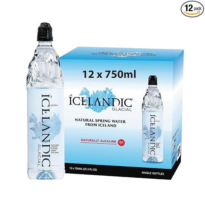 Icelandic Glacial Natural Spring Alkaline Water, 750 ml / 25.3 Fl Oz (Pack of 12)