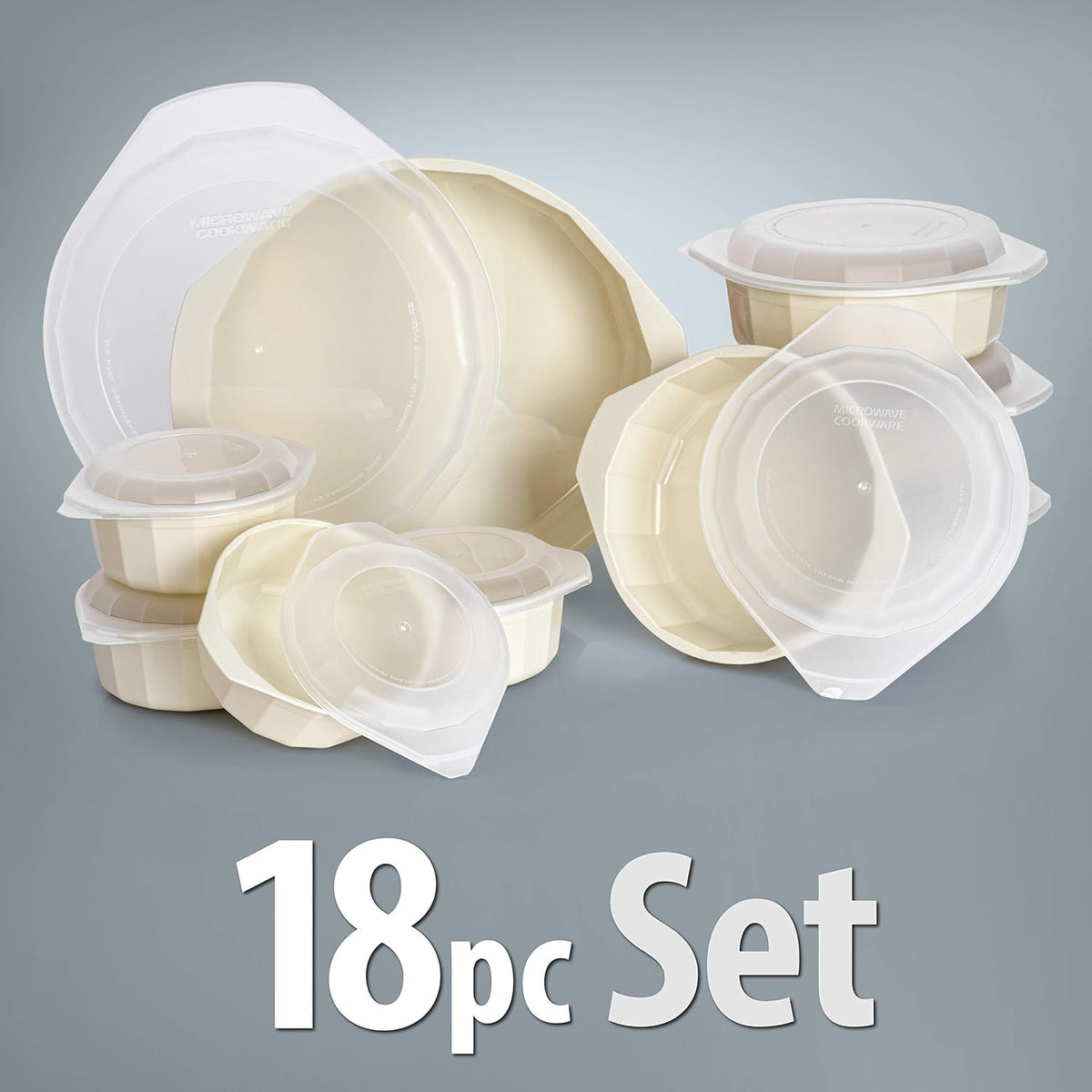 LaCuisine 18 Piece Microwave Cookware Set, White