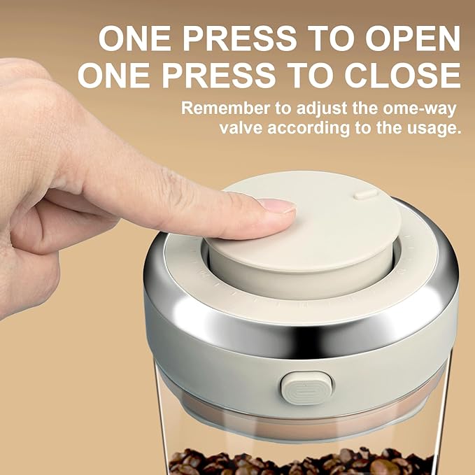 Coffee Bean Storage Container with One-way Valve Airtight Lid Date Tracker, Borosilicate Glass Coffee Canister for Coffee and More Food Fresh and Storage(1.2 Qt - 13.1 OZ)