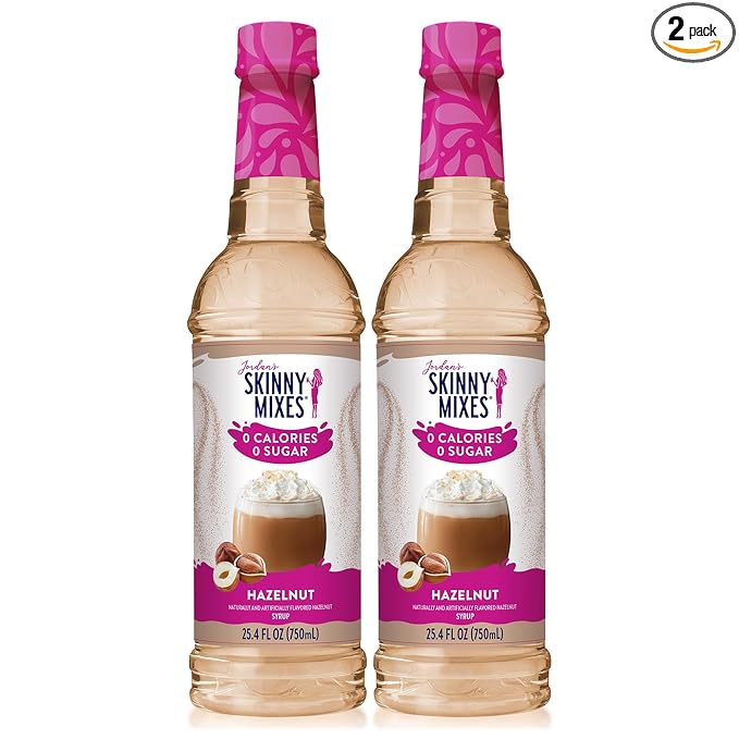 Jordan's Skinny Mixes Syrups, Hazelnut Coffee Syrup, Sugar Free, 25.4 Ounces (Pack of 2), Zero Calorie Drink Flavoring & Mixes
