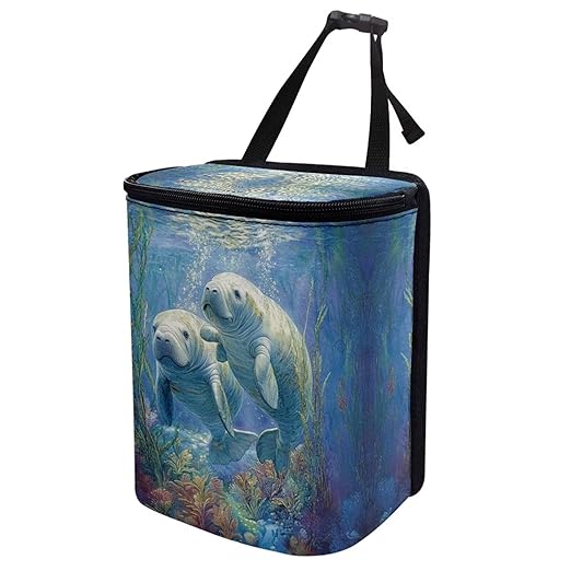 DISNIMO Ocean Manatee Car Trash Can Easy-to-Install Car Accessory Interior, Leak-Proof Car Garbage Can Bin Organizer Storage Bag for the Back Seat of Any Cars, Sedans, SUVs & Trucks