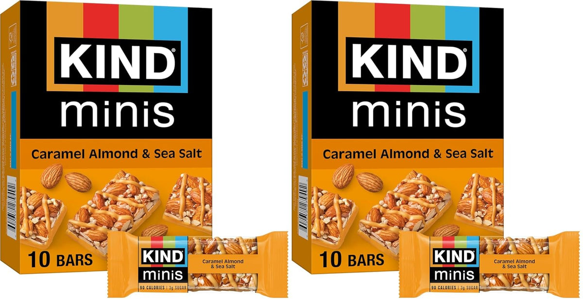 KIND Mini Snack Bars, Dark Chocolate Nuts & Sea Salt, Gluten Free, Low Sugar, Low Calorie Snacks, 10 Count