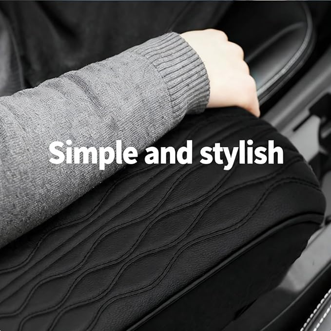 Universal Style Memory Cotton Car Armrest Box Pad, 2026 New Leather Car Armrest Box Pad Waterproof Auto Center Console Pad Universal Arm Rest Cushion Pads for SUV/Truck/Vehicle (Black)