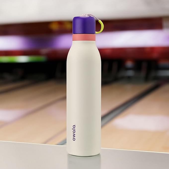 Owala FreeSip Twist Insulated Stainless Steel Water Bottle with Straw for Sports and Travel, BPA-Free, 18-oz, Purple/Mint (Minty Horizon)