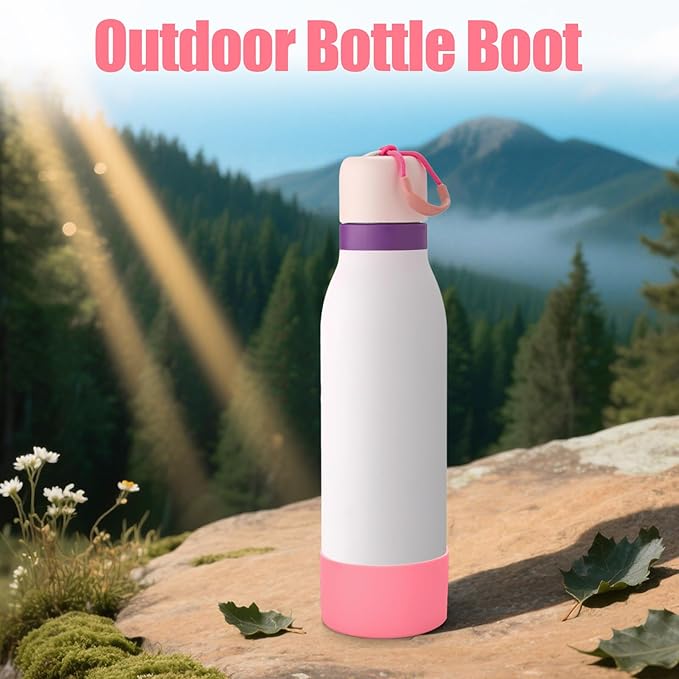 Mity rain 2PCS Silicone Boot for Owala FreeSip Twist Water Bottle, Anti-Slip, Noise-Reducing,Prevents Scratches(18 oz Pink)