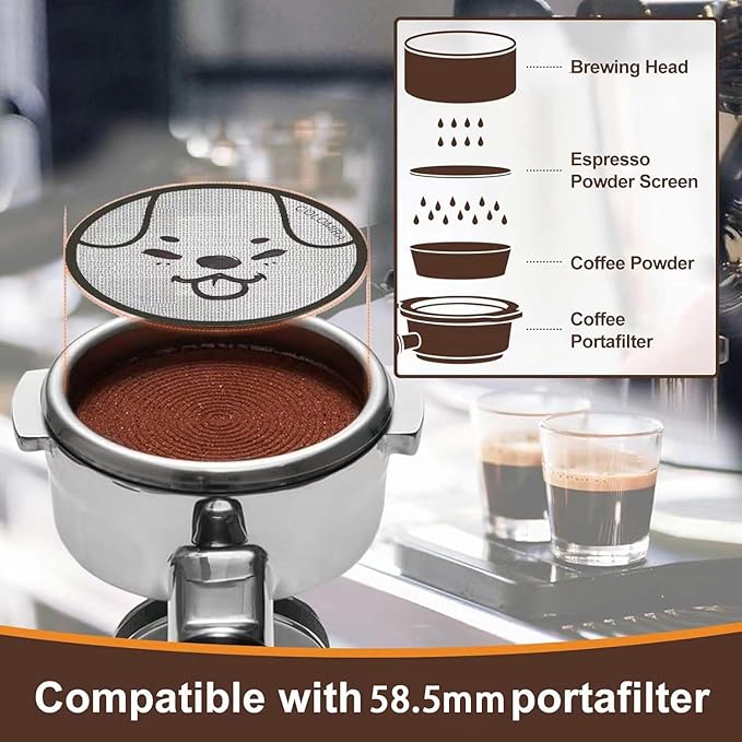 58.5mm Espresso Puck Screen, Lower Shower Screen, Metal Coffee Reusable Filter for 58mm Espresso Portafilter Basket, 1.7 Thickness(Piggy)