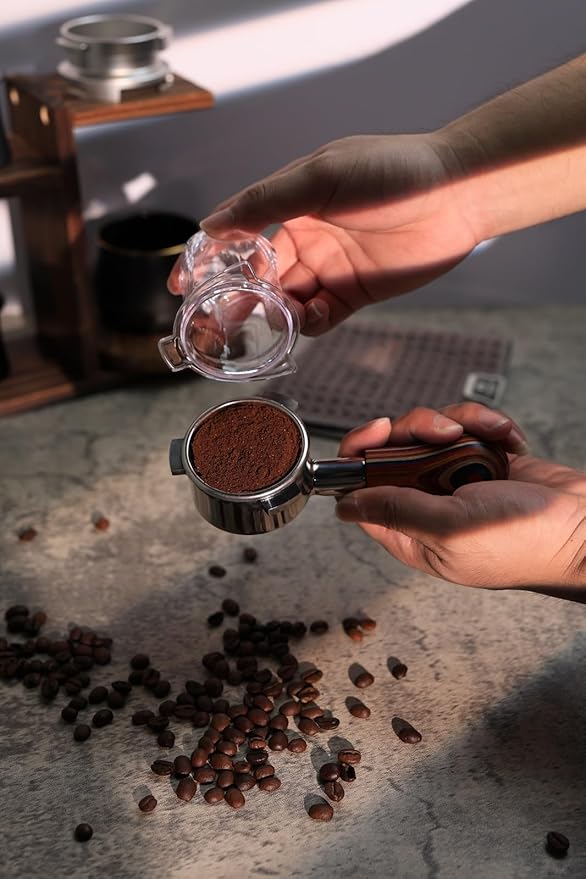 54mm Dosing Cup Clear Compatible with Breville 54mm Portafilters - with grinder activating tab - Transparent to visualize the coffee grind quality