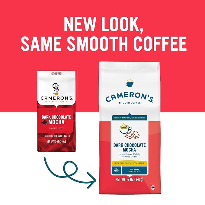 Cameron's Coffee Dark Chocolate Mocha Flavored Ground Coffee, Light Roast, 100% Arabica, 12-Ounce Bag, (Pack of 1)