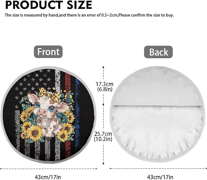 American Flag Cow Sunflower Pattern Steering Wheel Sun Shade Cover Steering Wheel Cover for Sun Protection Keep Cool in Summer Steering Wheels Accessories for SUV Car Truck Van