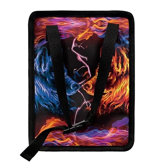 DISNIMO Blue Flame Wolf Car Trash Can, Car Trash Bag Hanging Large Capacity Car Organizer and Storage with Adjustable Straps, Leakproof Trash Bin Interior Car Stuff Storage