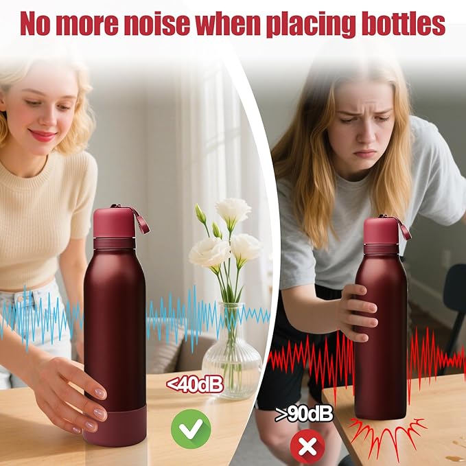 Mity rain 2PCS Silicone Boot for Owala FreeSip Twist Water Bottle, Anti-Slip, Noise-Reducing,Prevents Scratches(24 oz Black Cherry)