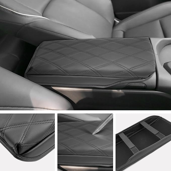 SXCY for 2023 2024 2025 Toyota Crown Signia Armrest Cover Pad for Toyota Crown Signia Accessories 2023-2025 Crown Signia Center Console Cover Cushion Middle Console Cover (Add-Pad Black Line)