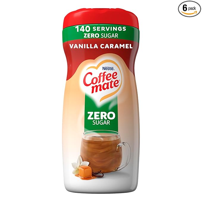 Coffee-mate Vanilla Caramel, Zero Sugar Powdered Coffee Creamer, 10.2 Ounce (Pack of 6)