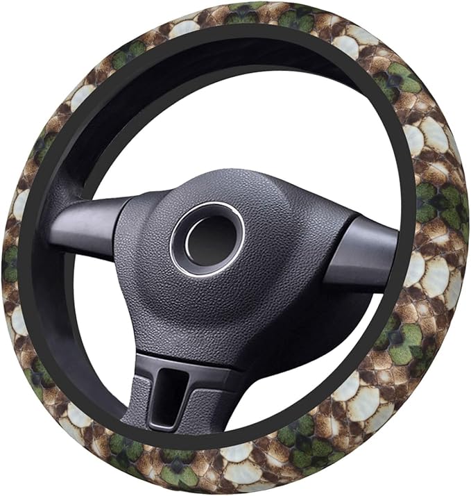 Snakeskins-Print Universal Fit Steering Wheel Cover for Car, Truck, and SUV, Durable Steering Wheel Protection