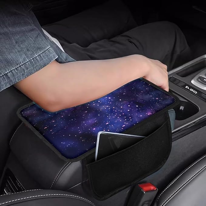 Dreaweet Galaxy Design Center Console Cover,Car Armrest Cover with Pockets Auto Accessories Interior Console Covers for SUV Trucks Soft Comfy Car Arm Rest Cover Pad