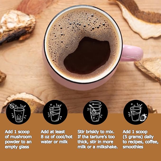Mushroom Coffee, 10 Mushroom Extract Powder Blend Lion's Mane, Reishi, Chaga, Cordyceps, Turkey Tail, Brain Supplements with Instant Coffee for Energy, Focus, Memory and Immunity 150g