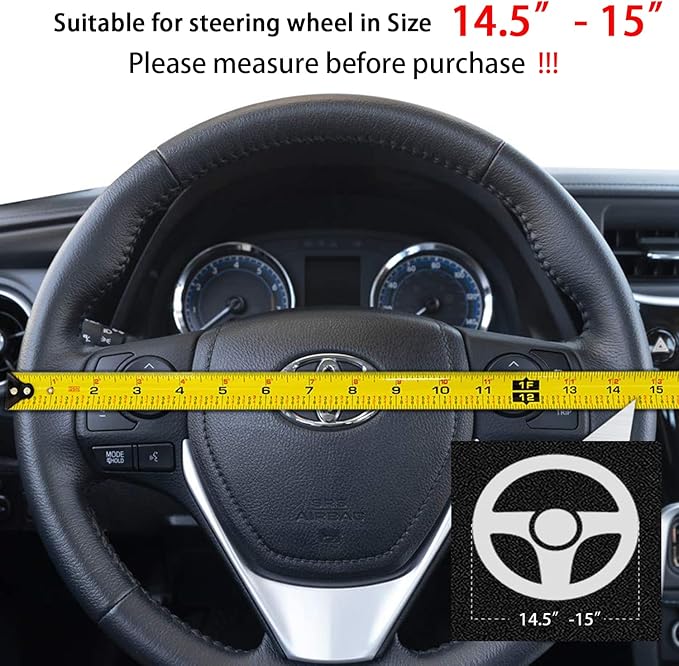 Suede Steering Wheel Cover,Compatible with Volkswagen Jetta Golf Rabbit GTI Suede Leather Sport Non-Slip Wheel Cover Car Interior Accessories 15 inch for Man and Women