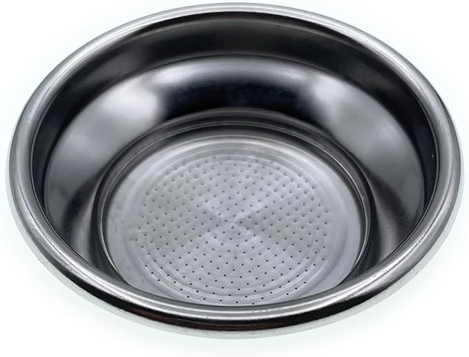 54mm 1 Cup Dual Wall Coffee Filter Basket - Pressurized Stainless Steel, Metal Portafilter Container - Reusable, Washable - Compatible with Breville Espresso Machines - 7/10g (Dual Wall - 1 Cup)