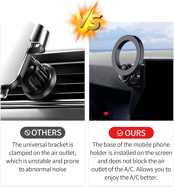 Car Phone Holder for 2021 2022 2023 BMW 5 Series / M5 Accessories 12.3-Inch Screen Fixed Clip, 360° Rotation Phone Mount Compatible with MagSafe, Cell Phone Holder Does Not Affect Air Vent