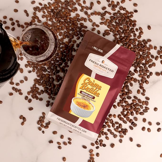 Fresh Roasted Coffee, Crème Brûlée Flavored Coffee, 12 oz, Medium Roast, Kosher, Ground