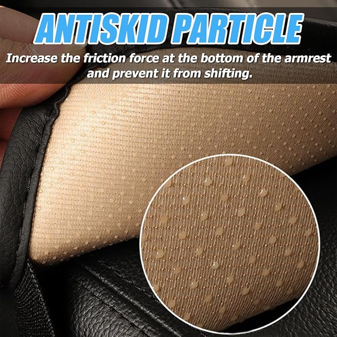 Car Center Console Cushion Pad, PU Leather Vehicle Armrest Cover Protector, Anti-Scratch Automotive Interior Arm Rest Seat Box Mat Accessories, Universal for SUV Sedan Truck (White)