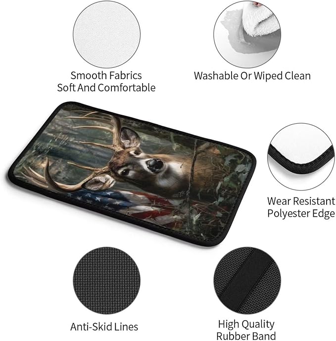 Flag Elk Car Center Console Non-Slip Armrest Cover Vintage Deer Jungle Hunting Arm Rest Seat Box Covers Protector Fit for Most Cars Sedans Vans Truck Vehicles, SUVs