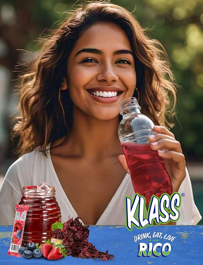 Klass Aguas Frescas, Powdered Drink Mix Variety Pack, 44 Singles Zero Sugar & Caffeine-Free Powder Packets, Water Drink Mix, Flavors: Cucumber Limeade Pineapple Tangerine Strawberry Watermelon & Hibiscus Berries - 5 Calories Per Packet & Natural Flavors