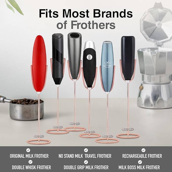Zulay Kitchen Ultra Frother Stand for Milk Frothers - Heavy Duty, Premium Rust Resistant Milk Frother Holder for Multiple Types of Handheld Frothers (Rose Gold)
