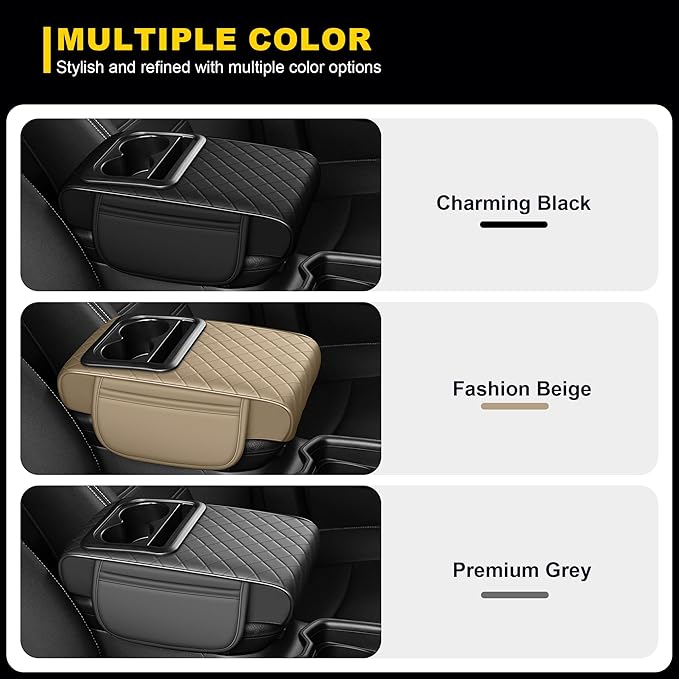 Center Console Cover for Chevrolet/Chevy Volt Waterproof Armrest Cover with Plus Comfort Lift Design,Anti-Scratch Auto Armrest Pad Accessory （Beige)