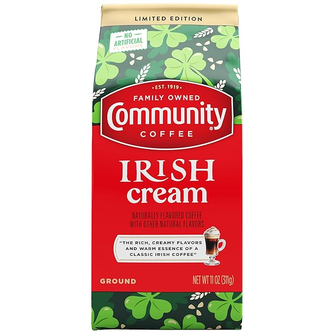 Community Coffee Irish Cream Flavored Ground Coffee, Medium Roast, 11 oz Bag