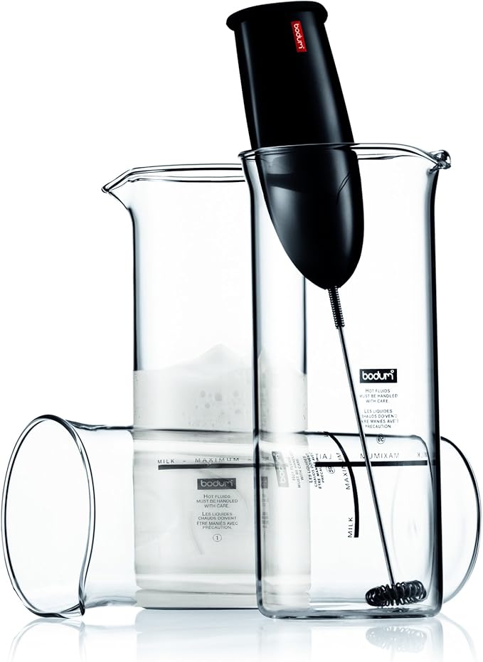 Bodum Schiuma Battery Operated Milk Frother for Coffee, Lattes, Hot Chocolate, Mocha, Cappuccino, Black