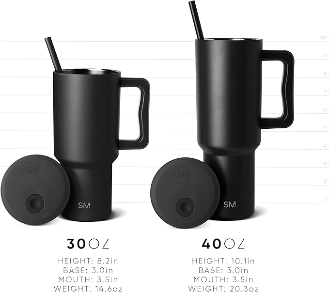 Simple Modern 30 oz Trek Tumbler with Handle and Straw Lid | Cup Holder Friendly Insulated Stainless Steel Travel Mug | Almond Birch