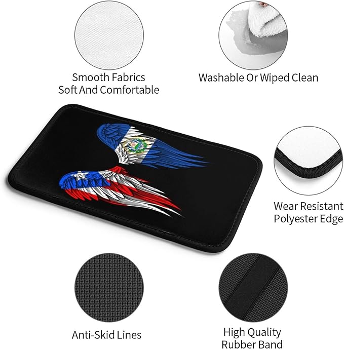 Auto Center Console Pad Puerto Rico Porto Rico Puerto Rican and EL Salvadorean Flag Wings Car Armrest Cover Armrest Seat Handrail Box Cover Cushion Universal Decoration Protector Accessories
