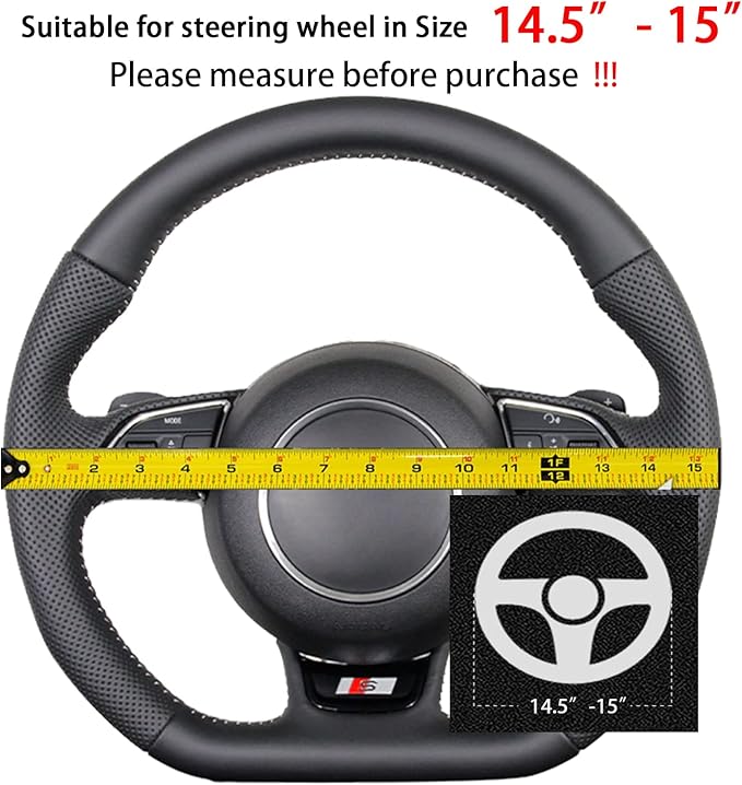 Suede D Shape Steering Wheel Cover,Compatible with Chevrolet Chevy Camaro Corvette Cruze Trax Menlo Flat Bottom Suede Leather Sport Non-Slip Interior Accessories 15 inch Man and Women