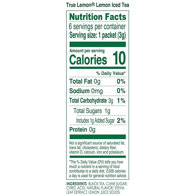 LEMON ICED TEA MIX by TRUE LEMON | Instant Powdered Drink Packets That Quench YOUR Thirst, Mouth Watering True Citrus LEMON (ICED TEA), 6 Count (Pack of 4)