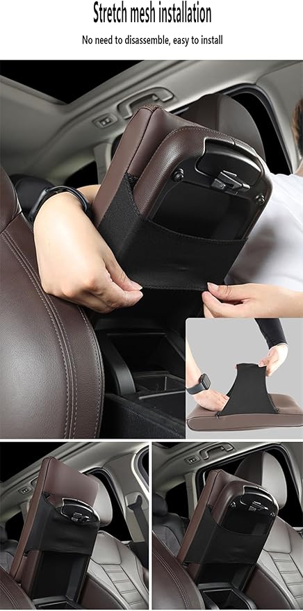 Car Armrest Cover Pad for Hyundai Santa FE 2021 2022 2023 2024 2025 Premium Leather Center Console Armrest Cushion Pad Anti-Scratch Waterproof Auto Interior Accessories Dark Brown